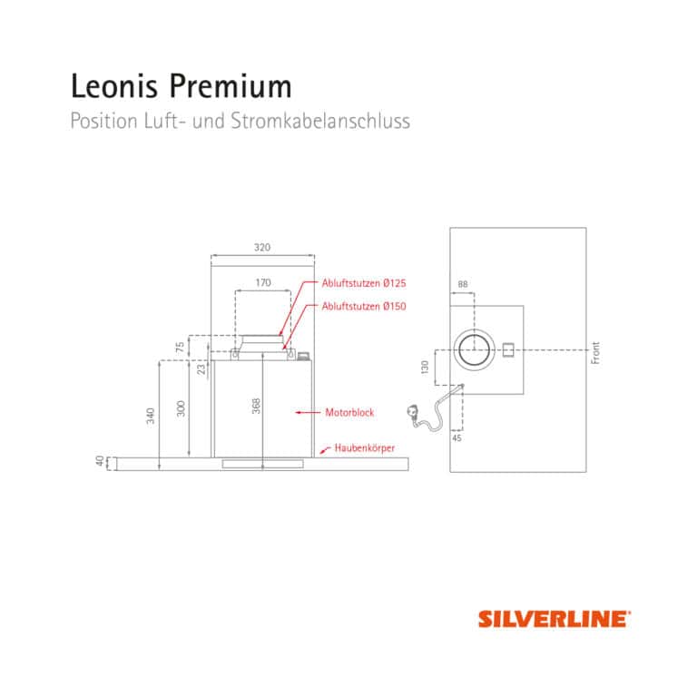 Position Luft- und Stromkabelauslass Leonis Premium